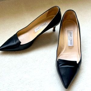 Black Jimmy Choo kitten heeled loafers, size 36